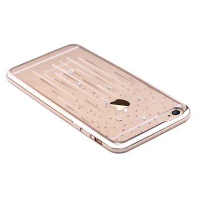 Apple iPhone 6S elegants Devia Meteor Diamond dzidrs (caurspīdīgs) zelta silikona apvalks ar kristāliem / Vacins.lv