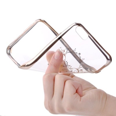Apple iPhone 6S elegants Devia Iris Diamond dzidrs (caurspīdīgs) zelta silikona apvalks ar kristāliem / Vacins.lv