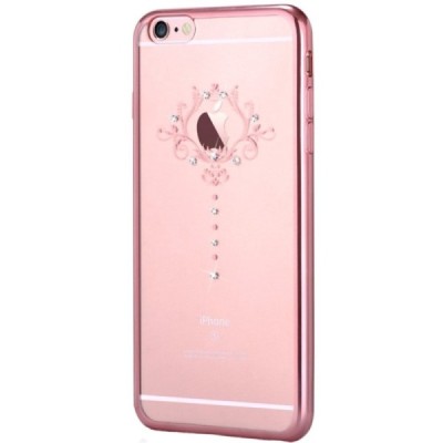 Apple iPhone 6s Devia Iris Diamond silikoninis skaidrus permatomas rožinis dėklas su kristalais / Priedai.lt