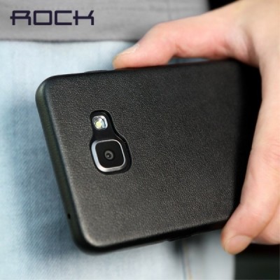 Samsung Galaxy A5 2016 (A510) „Rock“ Slim Leather juodas odinis dėklas - nugarėlė / Priedai.lt