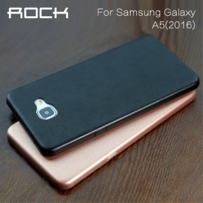 Samsung Galaxy A5 2016 (A510) „Rock“ Slim Leather juodas odinis dėklas - nugarėlė / Priedai.lt