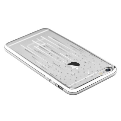 Apple iPhone 6S elegants Devia Meteor Diamond dzidrs (caurspīdīgs) sudrabs silikona apvalks ar kristāliem / Vacins.lv