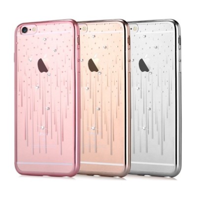 Apple iPhone 6S elegants Devia Meteor Diamond dzidrs (caurspīdīgs) sudrabs silikona apvalks ar kristāliem / Vacins.lv