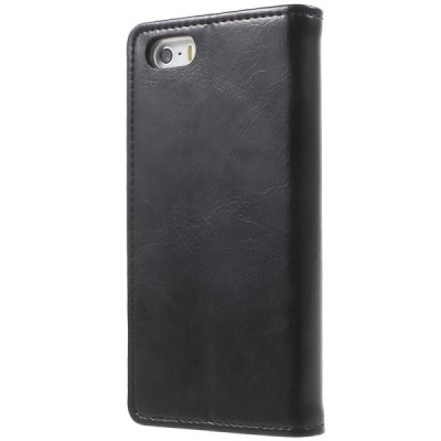 Mercury Blue Moon Apple iPhone 5 / 5S atvērams melns ādas maciņš / Vacins.lv