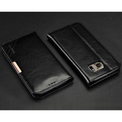 Samsung Galaxy S7 Edge (G935) „Kalaideng“ Royale ādas atvēramais melns maciņš / Vacins.lv