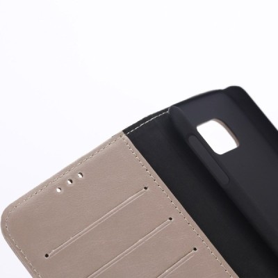 Samsung Galaxy S7 atverčiamas smėlio spalvos odinis retro dėklas - piniginė / Priedai.lt