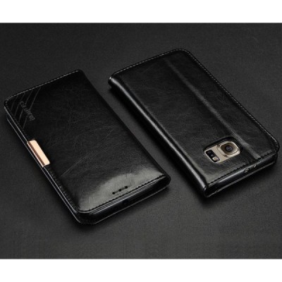 Samsung Galaxy S7 (G930) „Kalaideng“ Royale ādas atvēramais melns maciņš / Vacins.lv