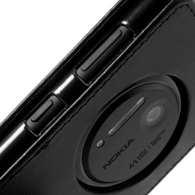 Nokia Lumia 1020 klasisks ādas vertikāli atvēramais melns futrālis / Vacins.lv