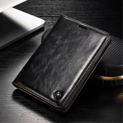 BlackBerry Passport Q30 „CaseMe“ solidus atverčiamas juodas odinis dėklas - knygutė / Priedai.lt
