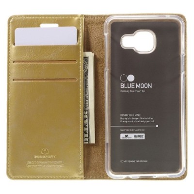 Mercury Blue Moon Samsung Galaxy A3 (2016) atvērams zelta ādas maciņš / Vacins.lv