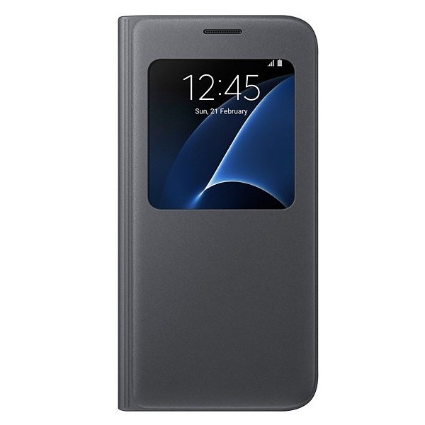 „Samsung“ S View Cover atverčiamas dėklas - juodas (Galaxy S7)