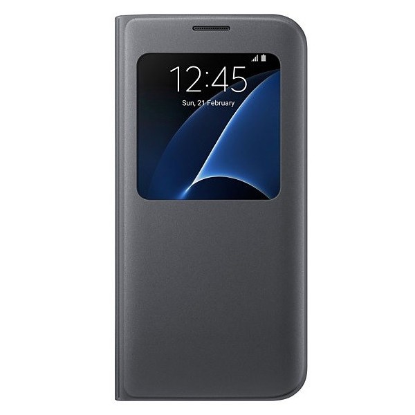 „Samsung“ S View Cover atvērams maciņš - melns (Galaxy S7 Edge)