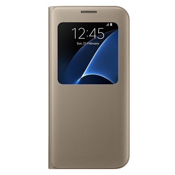 „Samsung“ S View Cover atvērams maciņš - zelta (Galaxy S7 Edge)