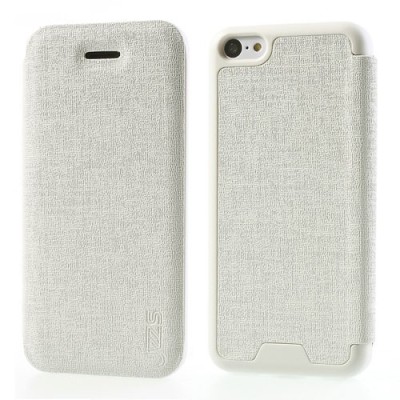 JZZS Apple iPhone 5C atvēramais balts ādas futrālis - maciņš / Vacins.lv