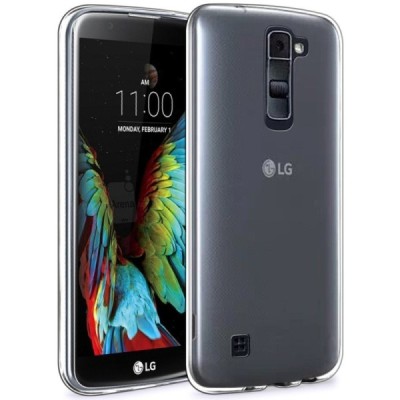 LG K10 (K420N) dzidrs (caurspīdīgs) cieta silikona TPU pasaulē planākais apvalks / Vacins.lv