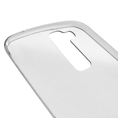 LG K10 (K420N) skaidrus (permatomas) kieto silikono TPU ploniausias pasaulyje pilkas dėklas / Priedai.lt
