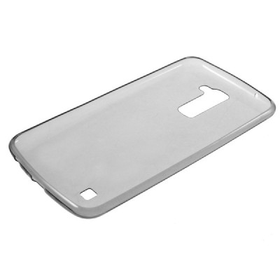 LG K10 (K420N) skaidrus (permatomas) kieto silikono TPU ploniausias pasaulyje pilkas dėklas / Priedai.lt