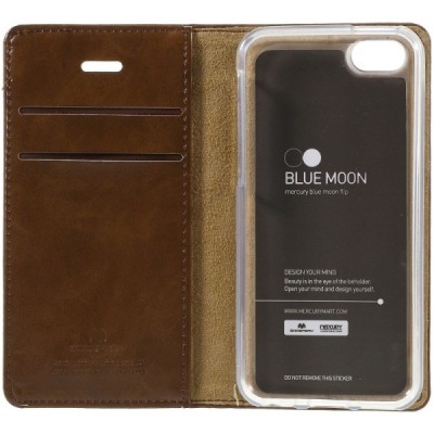 Mercury Blue Moon atverčiamas iPhone 5c rudas odinis dėklas - piniginė / Priedai.lt