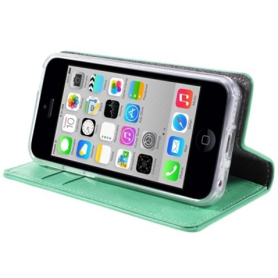 Mercury Blue Moon atverčiamas iPhone 5c mėtinis odinis dėklas - piniginė / Priedai.lt