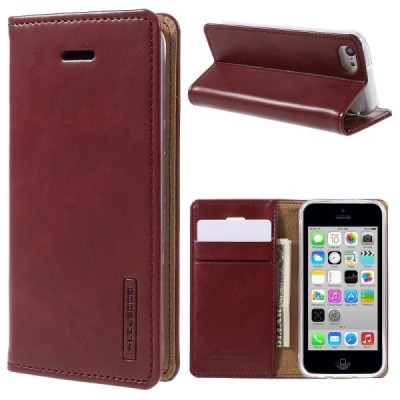 Mercury Blue Moon iPhone 5c atvērams bordo ādas maciņš / Vacins.lv
