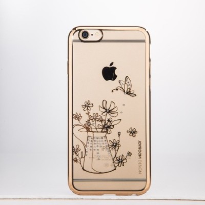 Apple iPhone 6S elegants JOYROOM Flowers dzidrs (caurspīdīgs) zelta plastmasas apvalks ar kristāliem / Vacins.lv