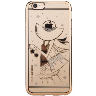 Apple iPhone 6 (6s) JOYROOM Summer Girl plastikinis skaidrus permatomas auksinis dėklas su kristalais / Priedai.lt