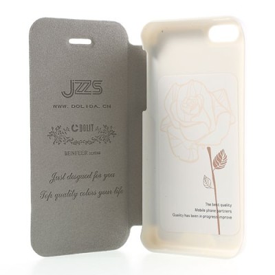 JZZS Apple iPhone 5C atvēramais balts ādas futrālis - maciņš / Vacins.lv