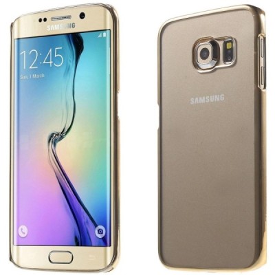 Samsung Galaxy S6 Edge (G925) plastikinis skaidrus permatomas auksinis dėklas / Priedai.lt