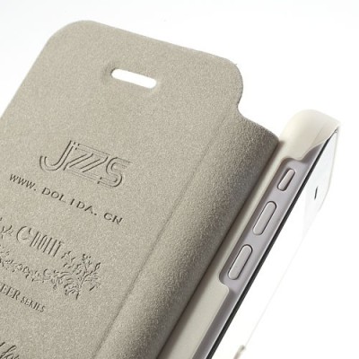 JZZS Apple iPhone 5C atvēramais balts ādas futrālis - maciņš / Vacins.lv