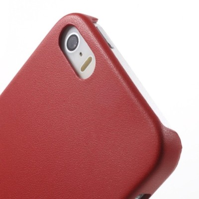 Apple iPhone SE (5, 5s) Slim Leather sarkans ādas itin plāns apvalks / Vacins.lv
