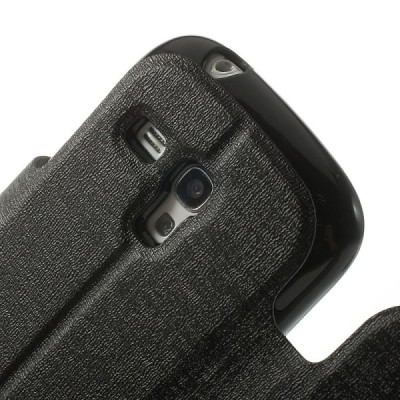 „Meilate“ atverčiamas juodas Samsung Galaxy S3 Mini dėklas (Dėkliukas) / Priedai.lt