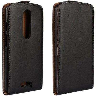 Motorola Moto X Force klasisks ādas vertikāli atvēramais melns maciņš / Vacins.lv