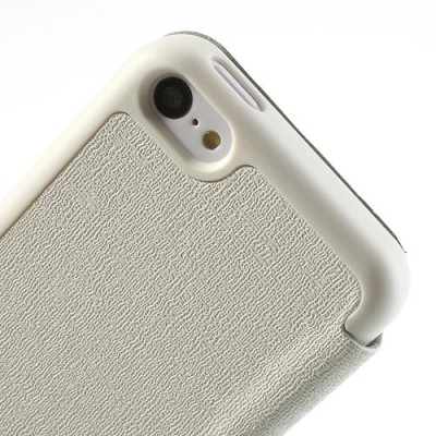 JZZS Apple iPhone 5C atvēramais balts ādas futrālis - maciņš / Vacins.lv