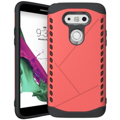 Sustiprintos apsaugos LG G5 H850 raudonas kieto silikono (TPU) ir plastiko dėklas / Priedai.lt