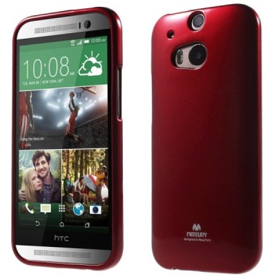 HTC One M8 Mercury sarkans cieta silikona (TPU) apvalks / vacins.lv