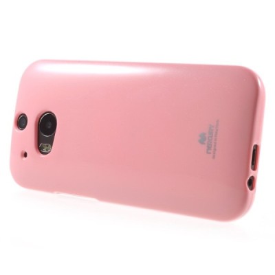 HTC One M8 Mercury gaiši rozs cieta silikona (TPU) apvalks / vacins.lv
