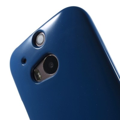 HTC One M8 Mercury tumši zils cieta silikona (TPU) apvalks / vacins.lv