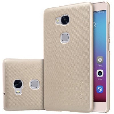 Huawei Honor 5X Nillkin Frosted Shield auksinis plastikinis dėklas + apsauginė ekrano plėvelė / Priedai.lt