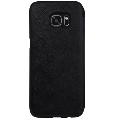 Greznais „Nillkin“ Qin sērijas ādas atvērams melns Samsung Galaxy S7 Edge (G935) maciņš / Vacins.lv