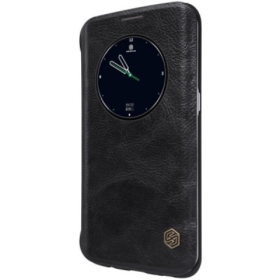 Greznais „Nillkin“ Qin sērijas ādas atvērams melns Samsung Galaxy S7 Edge (G935) maciņš / Vacins.lv