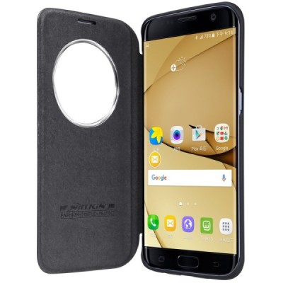 Greznais „Nillkin“ Qin sērijas ādas atvērams melns Samsung Galaxy S7 Edge (G935) maciņš / Vacins.lv