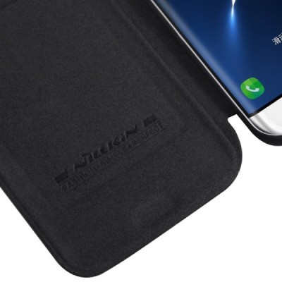 Greznais „Nillkin“ Qin sērijas ādas atvērams melns Samsung Galaxy S7 Edge (G935) maciņš / Vacins.lv