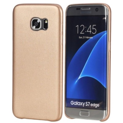 Samsung Galaxy S7 Edge (G935) „Rock“ Slim Leather zelta ādas apvalks / Vacins.lv