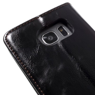 Samsung Galaxy S7 Edge (G935) „CaseMe“ solidus atverčiamas juodas odinis dėklas - knygutė / Priedai.lt