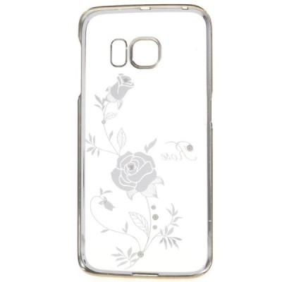 Samsung Galaxy S6 Edge elegants Kingxbar Crystal Rose Swarovski dzidrs (caurspīdīgs) zelta plastmasas apvalks ar kristāliem / Va