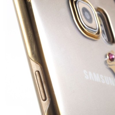 Samsung Galaxy S6 Edge elegants Kingxbar Crystal Rose Swarovski dzidrs (caurspīdīgs) zelta plastmasas apvalks ar kristāliem / Va