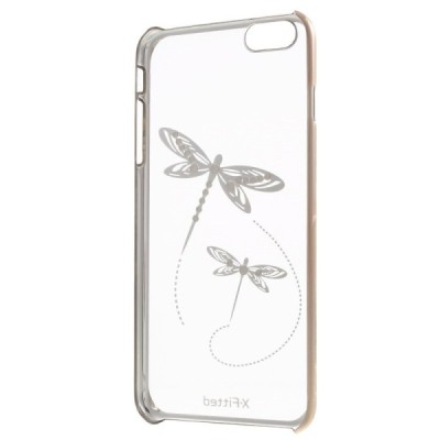 Apple iPhone 6 Plus (6s Plus) X-Fitted Crystal Icon Pro Dragonfly Swarovski plastikinis skaidrus permatomas auksinis dėklas su k