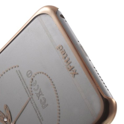 Apple iPhone 6 Plus (6s Plus) X-Fitted Crystal Icon Pro Dragonfly Swarovski plastikinis skaidrus permatomas auksinis dėklas su k