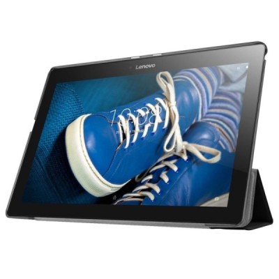 Lenovo Tab2 A10-30 10 atverčiamas juodas odinis dėklas (sulankstomas) / Priedai.lt