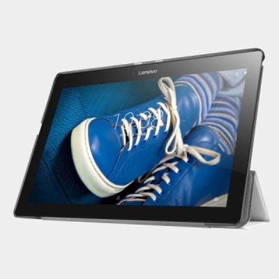 Lenovo Tab2 A10-30 10 atverčiamas baltas odinis dėklas (sulankstomas) / Priedai.lt